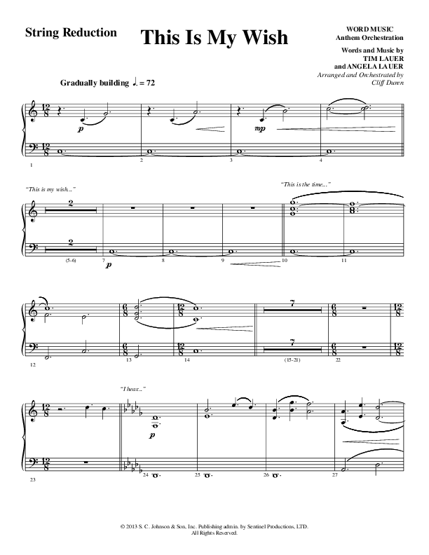 This Is My Wish (Choral Anthem SATB) String Reduction (Word Music Choral / Arr. Cliff Duren)