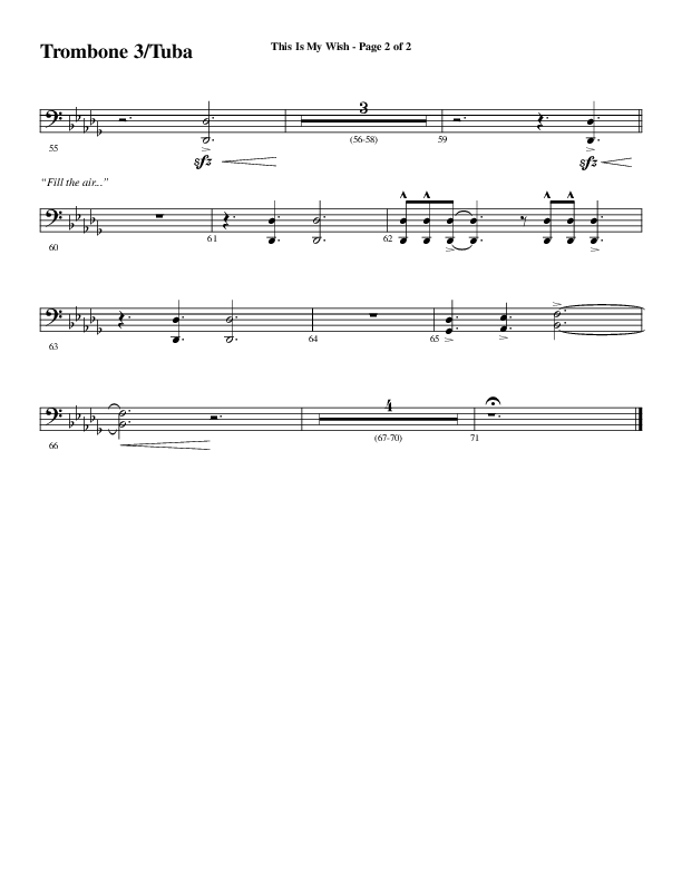 This Is My Wish (Choral Anthem SATB) Trombone 3/Tuba (Word Music Choral / Arr. Cliff Duren)