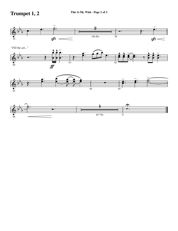This Is My Wish (Choral Anthem SATB) Trumpet 1,2 (Word Music Choral / Arr. Cliff Duren)