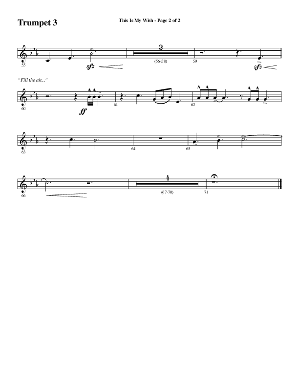 This Is My Wish (Choral Anthem SATB) Trumpet 3 (Word Music Choral / Arr. Cliff Duren)