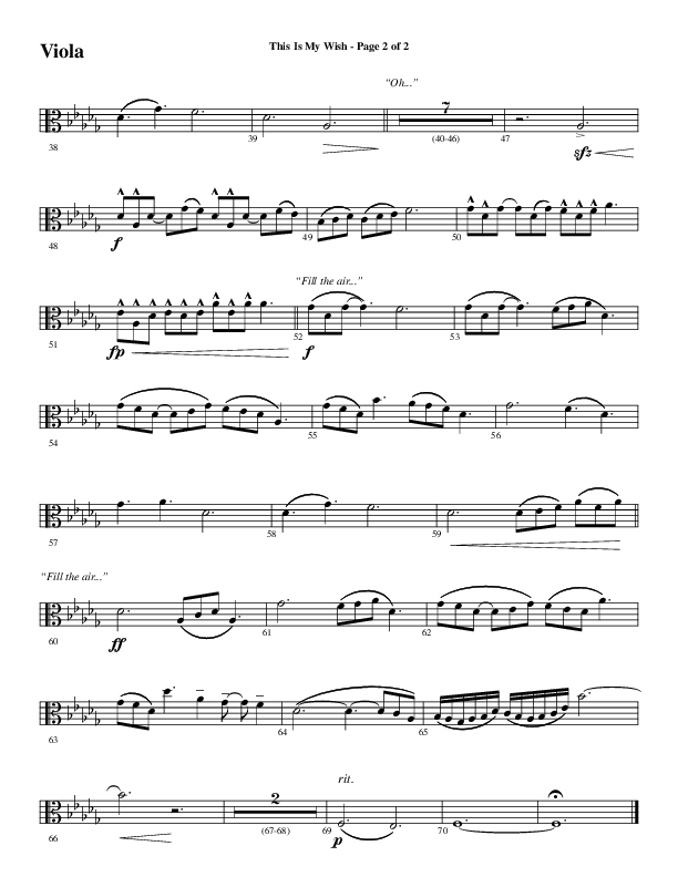This Is My Wish (Choral Anthem SATB) Viola (Word Music Choral / Arr. Cliff Duren)