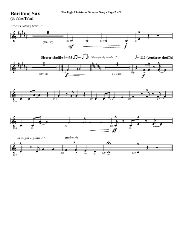The Ugly Christmas Sweater Song (Choral Anthem SATB) Bari Sax (Word Music Choral / Arr. Daniel Semsen)