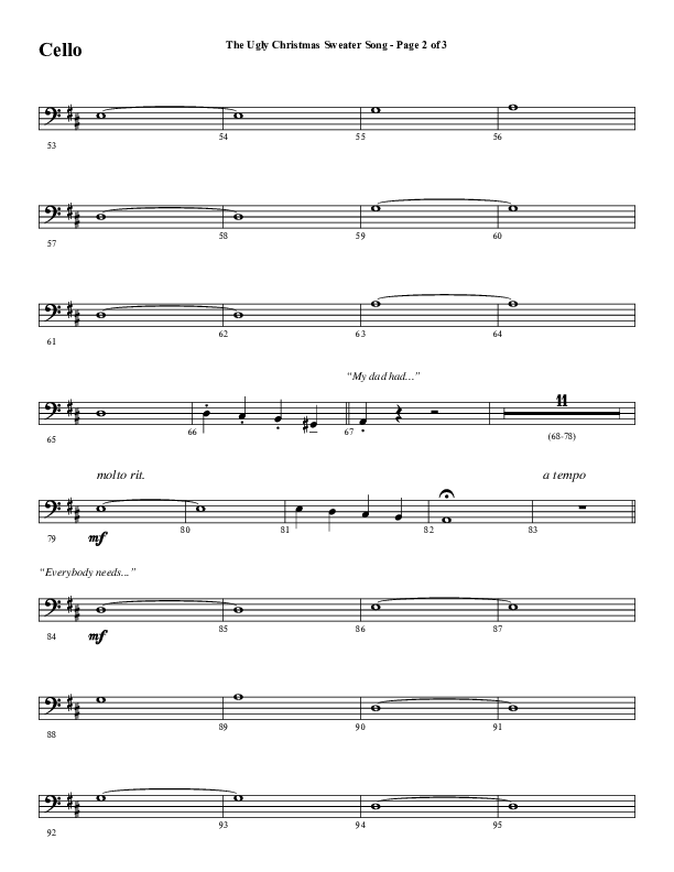 The Ugly Christmas Sweater Song (Choral Anthem SATB) Cello (Word Music Choral / Arr. Daniel Semsen)