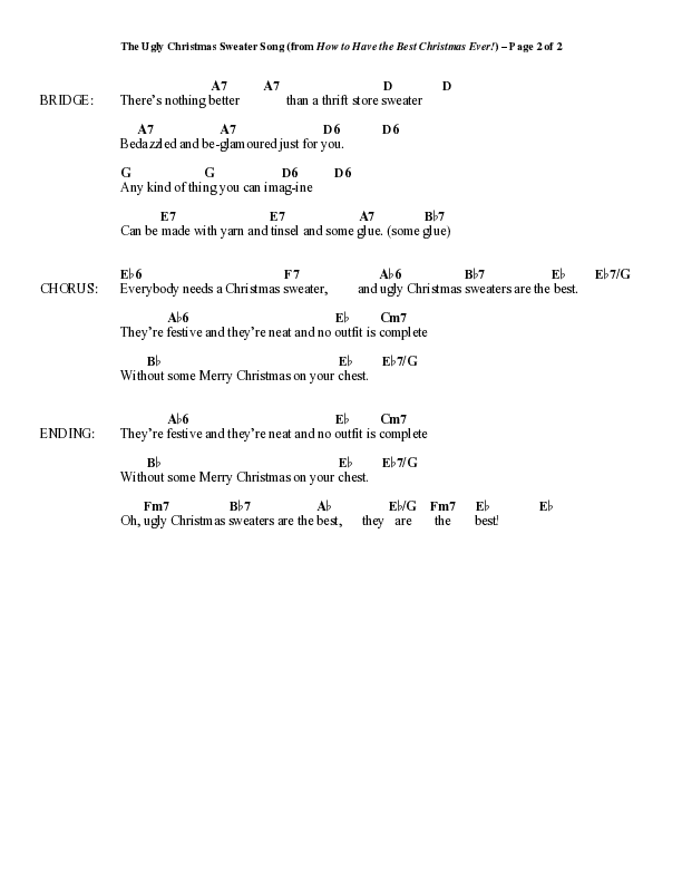 The Ugly Christmas Sweater Song (Choral Anthem SATB) Chord Chart (Word Music Choral / Arr. Daniel Semsen)
