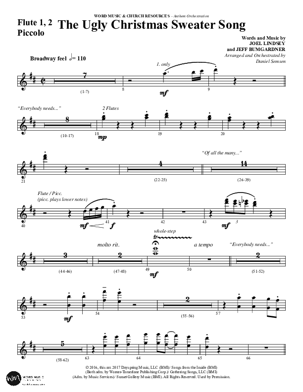 The Ugly Christmas Sweater Song (Choral Anthem SATB) Flute/Piccolo (Word Music Choral / Arr. Daniel Semsen)