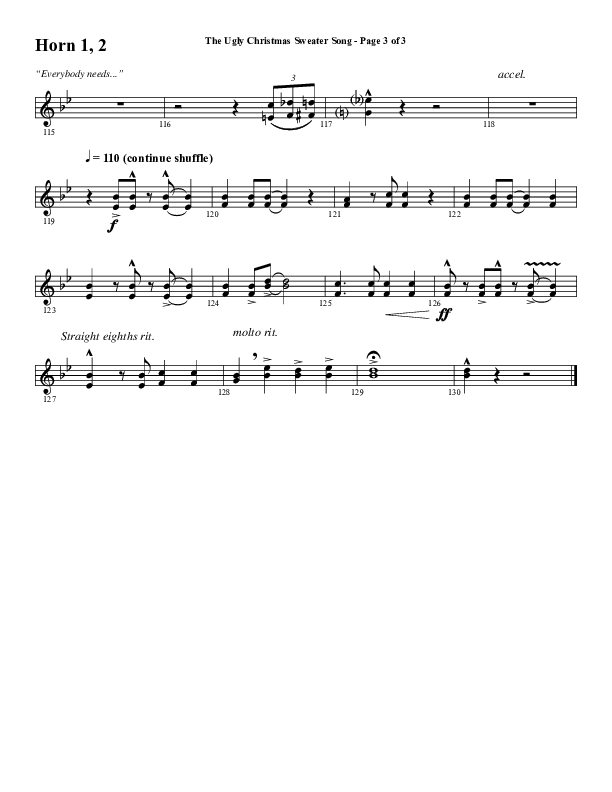 The Ugly Christmas Sweater Song (Choral Anthem SATB) French Horn 1/2 (Word Music Choral / Arr. Daniel Semsen)