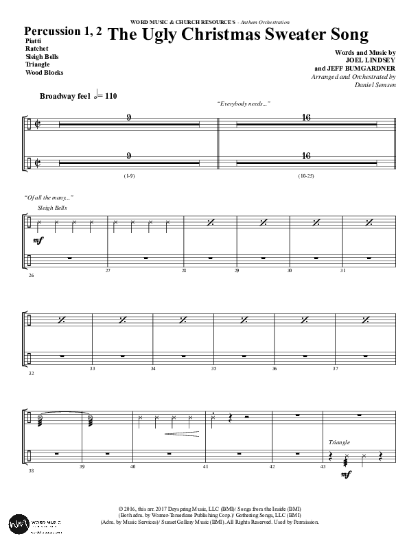 The Ugly Christmas Sweater Song (Choral Anthem SATB) Percussion (Word Music Choral / Arr. Daniel Semsen)