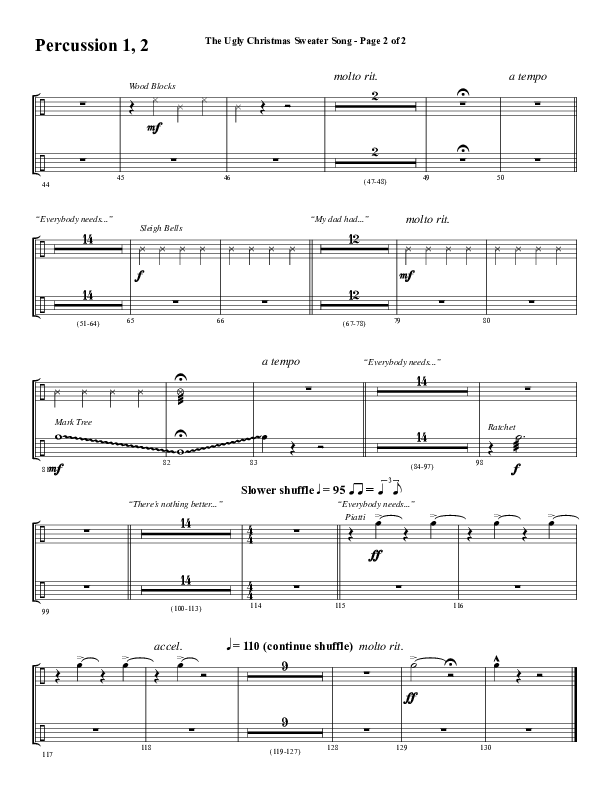 The Ugly Christmas Sweater Song (Choral Anthem SATB) Percussion (Word Music Choral / Arr. Daniel Semsen)