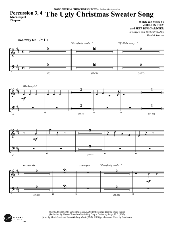 The Ugly Christmas Sweater Song (Choral Anthem SATB) Percussion (Word Music Choral / Arr. Daniel Semsen)