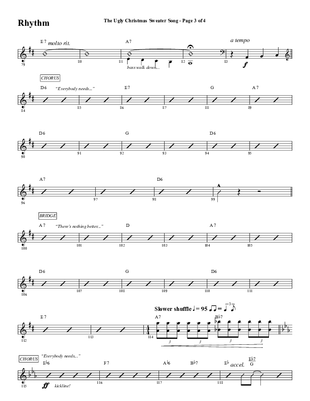 The Ugly Christmas Sweater Song (Choral Anthem SATB) Rhythm Chart (Word Music Choral / Arr. Daniel Semsen)