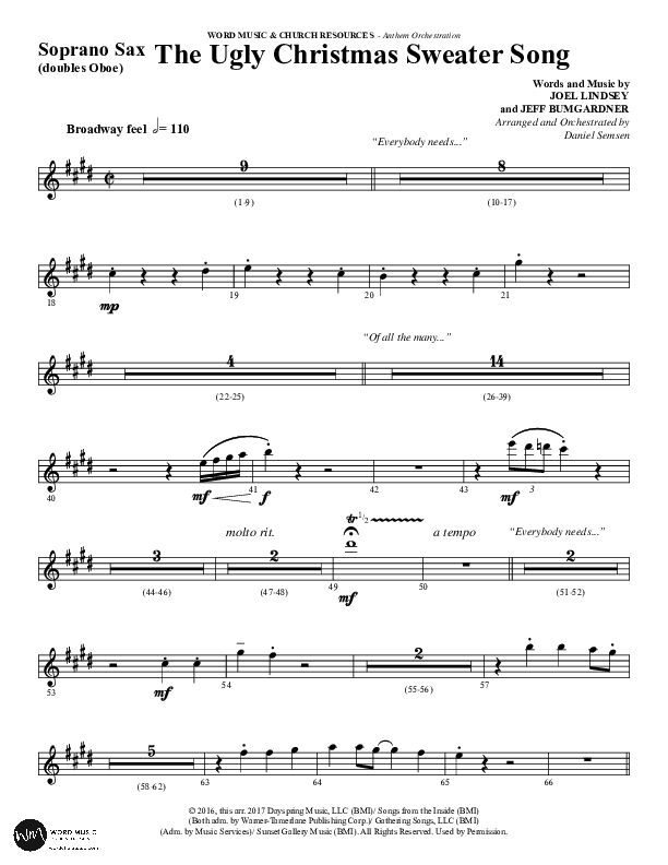 The Ugly Christmas Sweater Song (Choral Anthem SATB) Soprano Sax (Word Music Choral / Arr. Daniel Semsen)