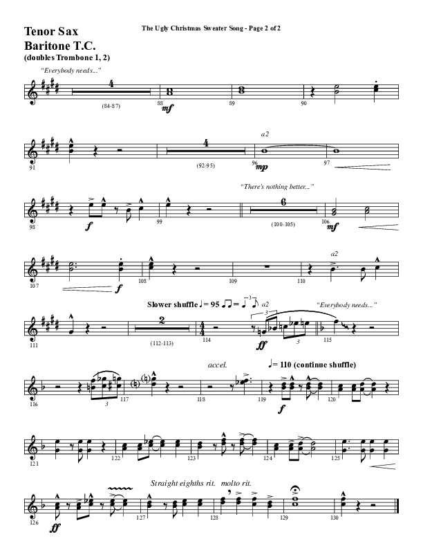 The Ugly Christmas Sweater Song (Choral Anthem SATB) Tenor Sax/Baritone T.C. (Word Music Choral / Arr. Daniel Semsen)