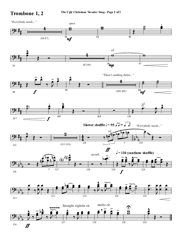 The Ugly Christmas Sweater Song (Choral Anthem SATB) Trombone 1/2 (Word Music Choral / Arr. Daniel Semsen)
