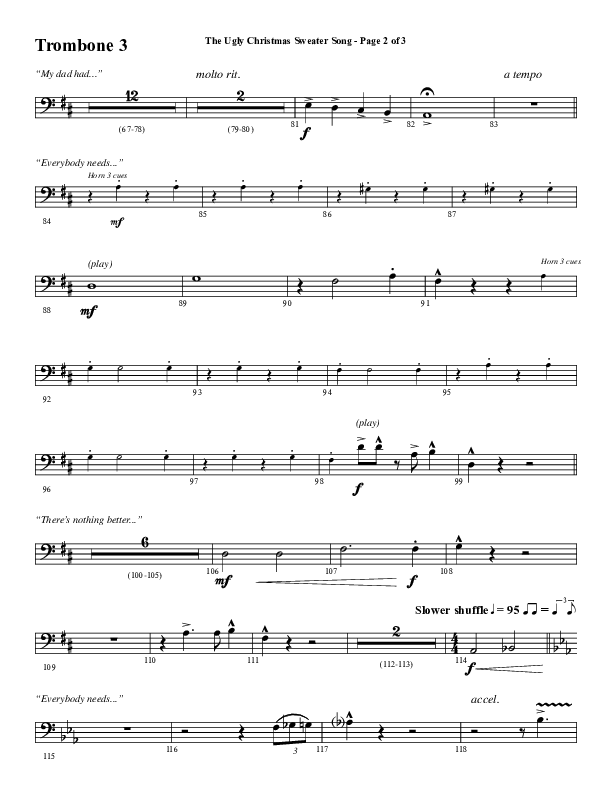 The Ugly Christmas Sweater Song (Choral Anthem SATB) Trombone 3 (Word Music Choral / Arr. Daniel Semsen)