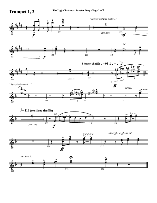 The Ugly Christmas Sweater Song (Choral Anthem SATB) Trumpet 1,2 (Word Music Choral / Arr. Daniel Semsen)