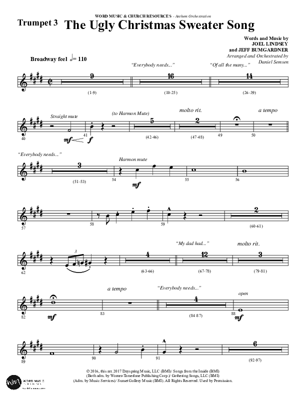 The Ugly Christmas Sweater Song (Choral Anthem SATB) Trumpet Sheet