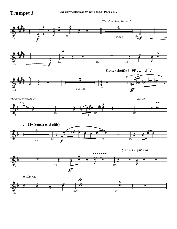 The Ugly Christmas Sweater Song (Choral Anthem SATB) Trumpet 3 (Word Music Choral / Arr. Daniel Semsen)