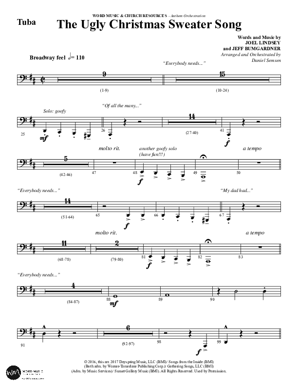 The Ugly Christmas Sweater Song (Choral Anthem SATB) Tuba (Word Music Choral / Arr. Daniel Semsen)