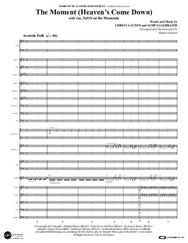 The Moment (Heaven's Come Down) (Choral Anthem SATB) Orchestration (Word Music Choral / Arr. Daniel Semsen)
