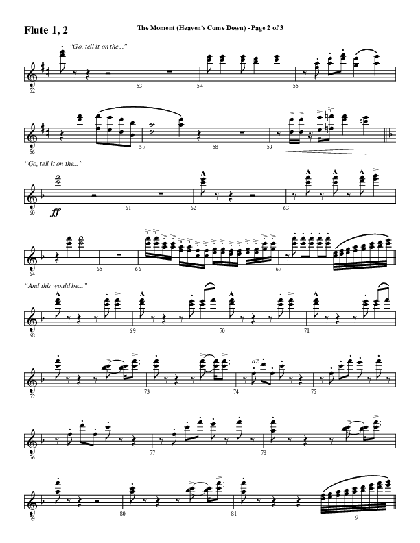 The Moment (Heaven's Come Down) (Choral Anthem SATB) Flute 1/2 (Word Music Choral / Arr. Daniel Semsen)