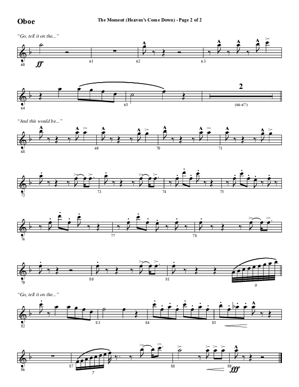 The Moment (Heaven's Come Down) (Choral Anthem SATB) Oboe (Word Music Choral / Arr. Daniel Semsen)