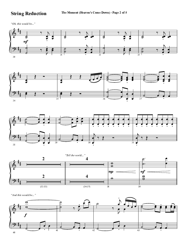 The Moment (Heaven's Come Down) (Choral Anthem SATB) String Reduction (Word Music Choral / Arr. Daniel Semsen)