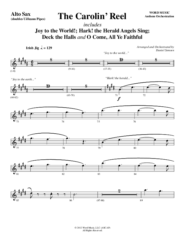 The Carolin' Reel (Choral Anthem SATB) Alto Sax (Word Music Choral / Arr. Daniel Semsen)