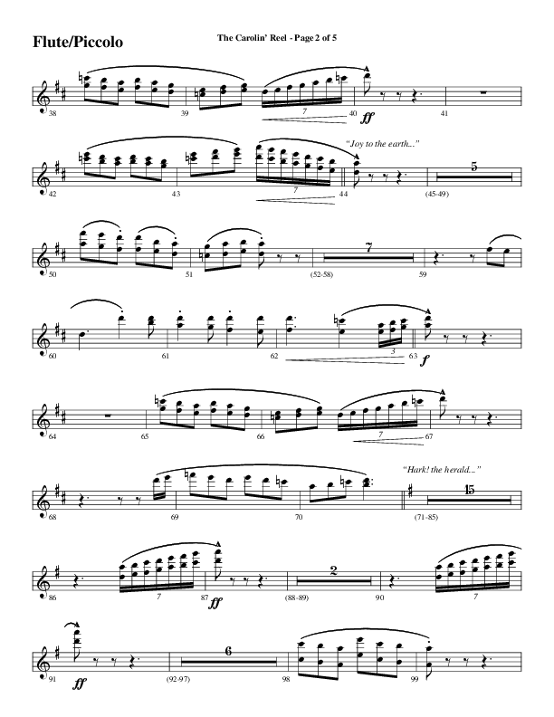The Carolin' Reel (Choral Anthem SATB) Flute/Piccolo (Word Music Choral / Arr. Daniel Semsen)