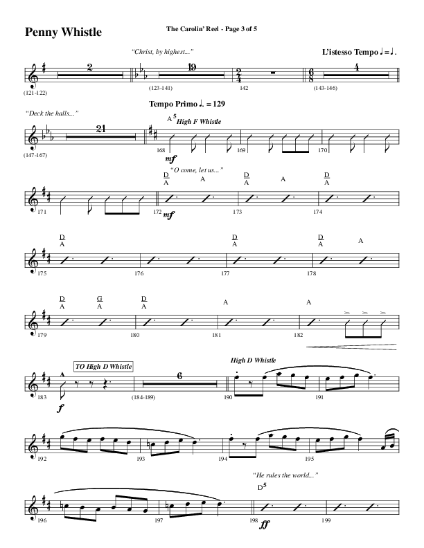 The Carolin' Reel (Choral Anthem SATB) Pennywhistle (Word Music Choral / Arr. Daniel Semsen)