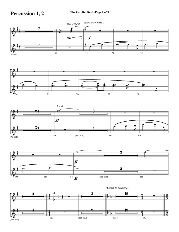 The Carolin' Reel (Choral Anthem SATB) Percussion (Word Music Choral / Arr. Daniel Semsen)