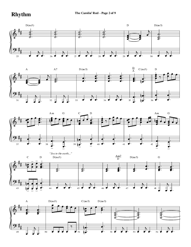 The Carolin' Reel (Choral Anthem SATB) Rhythm Chart (Word Music Choral / Arr. Daniel Semsen)