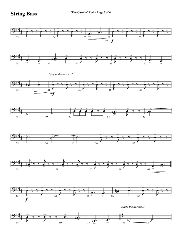 The Carolin' Reel (Choral Anthem SATB) String Bass (Word Music Choral / Arr. Daniel Semsen)
