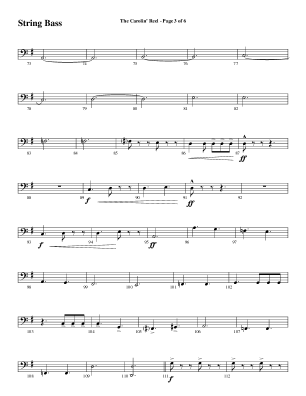 The Carolin' Reel (Choral Anthem SATB) String Bass (Word Music Choral / Arr. Daniel Semsen)
