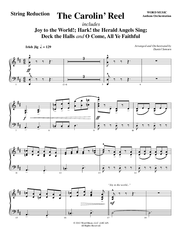 The Carolin' Reel (Choral Anthem SATB) String Reduction (Word Music Choral / Arr. Daniel Semsen)
