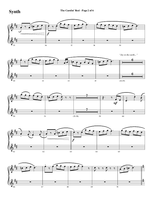 The Carolin' Reel (Choral Anthem SATB) Synth (Word Music Choral / Arr. Daniel Semsen)