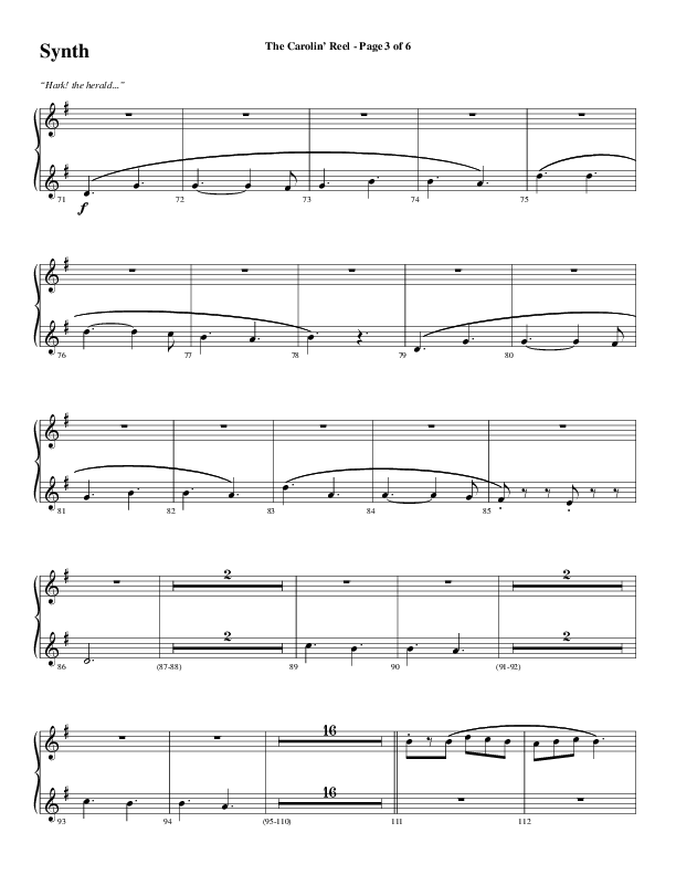The Carolin' Reel (Choral Anthem SATB) Synth (Word Music Choral / Arr. Daniel Semsen)