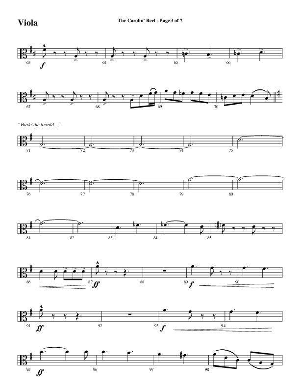 The Carolin' Reel (Choral Anthem SATB) Viola (Word Music Choral / Arr. Daniel Semsen)