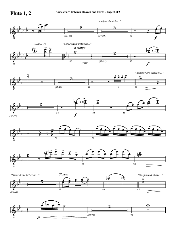 Somewhere Between Heaven And Earth (Choral Anthem SATB) Flute 1/2 (Word Music Choral / Arr. Russell Mauldin)
