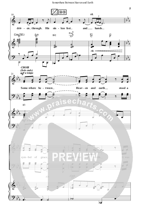 Somewhere Between Heaven And Earth (Choral Anthem SATB) Anthem (SATB/Piano) (Word Music Choral / Arr. Russell Mauldin)