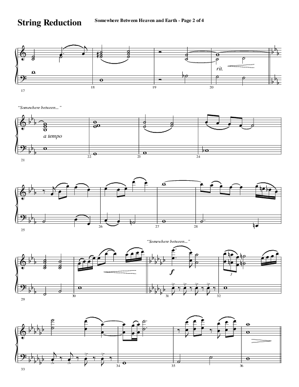 Somewhere Between Heaven And Earth (Choral Anthem SATB) String Reduction (Word Music Choral / Arr. Russell Mauldin)