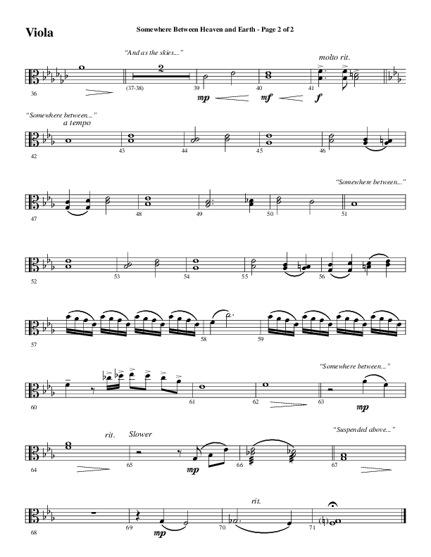 Somewhere Between Heaven And Earth (Choral Anthem SATB) Viola (Word Music Choral / Arr. Russell Mauldin)