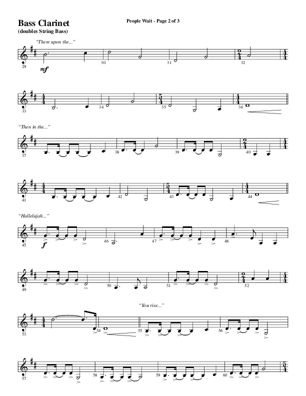 People Wait (Choral Anthem SATB) Bass Clarinet (Word Music Choral / Arr. Gary Rhodes / Orch. Tim Cates)