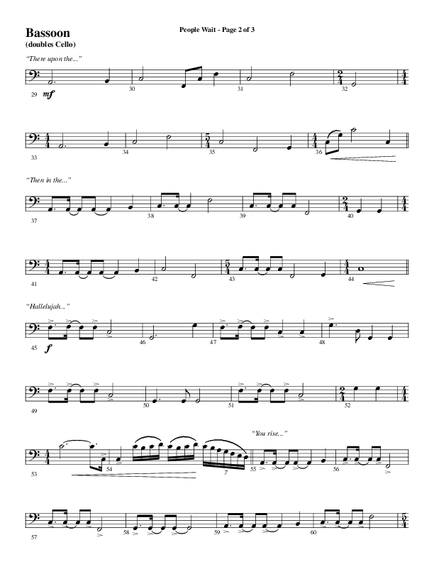 People Wait (Choral Anthem SATB) Bassoon (Word Music Choral / Arr. Gary Rhodes / Orch. Tim Cates)