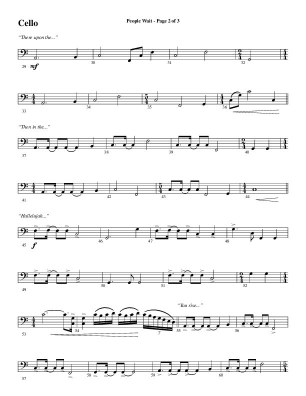People Wait (Choral Anthem SATB) Cello (Word Music Choral / Arr. Gary Rhodes / Orch. Tim Cates)