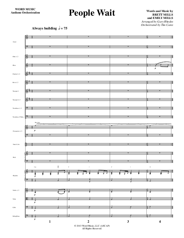 People Wait (Choral Anthem SATB) Orchestration (Word Music Choral / Arr. Gary Rhodes / Orch. Tim Cates)