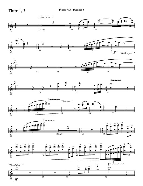 People Wait (Choral Anthem SATB) Flute 1/2 (Word Music Choral / Arr. Gary Rhodes / Orch. Tim Cates)
