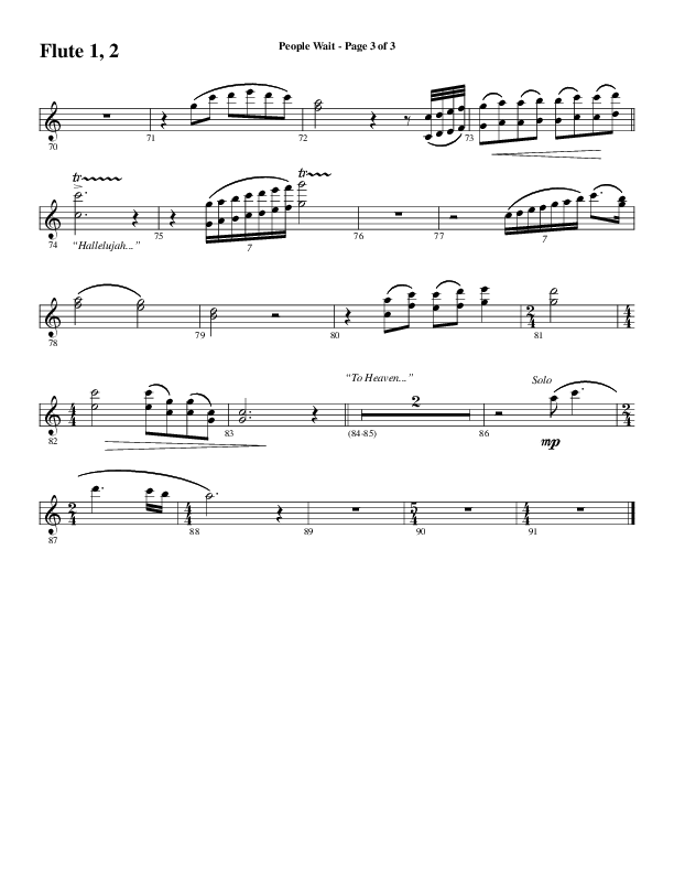 People Wait (Choral Anthem SATB) Flute 1/2 (Word Music Choral / Arr. Gary Rhodes / Orch. Tim Cates)
