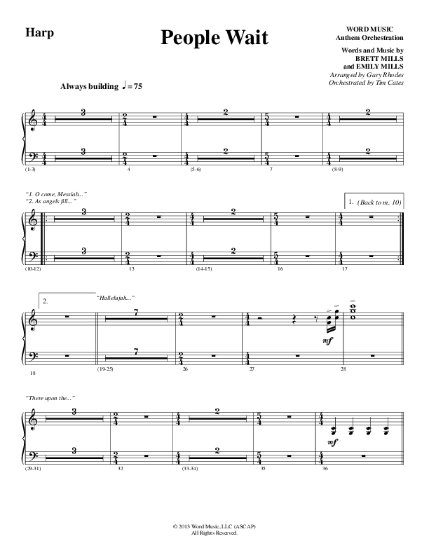People Wait (Choral Anthem SATB) Harp (Word Music Choral / Arr. Gary Rhodes / Orch. Tim Cates)