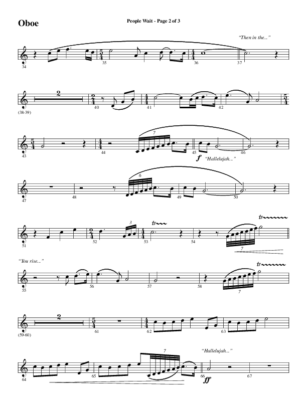 People Wait (Choral Anthem SATB) Oboe (Word Music Choral / Arr. Gary Rhodes / Orch. Tim Cates)
