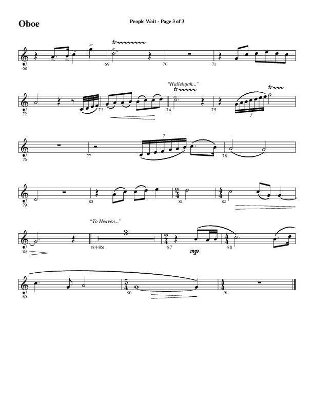 People Wait (Choral Anthem SATB) Oboe (Word Music Choral / Arr. Gary Rhodes / Orch. Tim Cates)